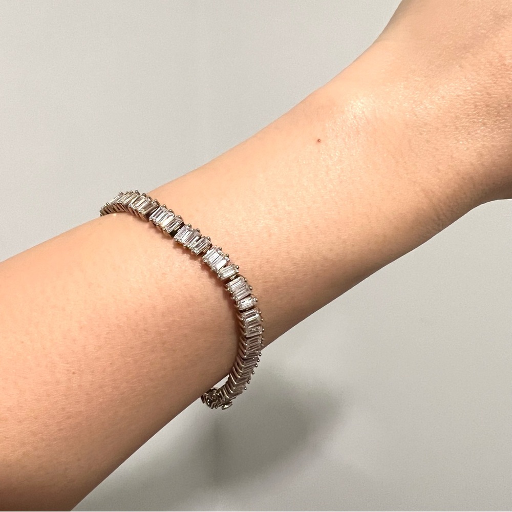 Sterling Silver Baguette Tennis Bracelet